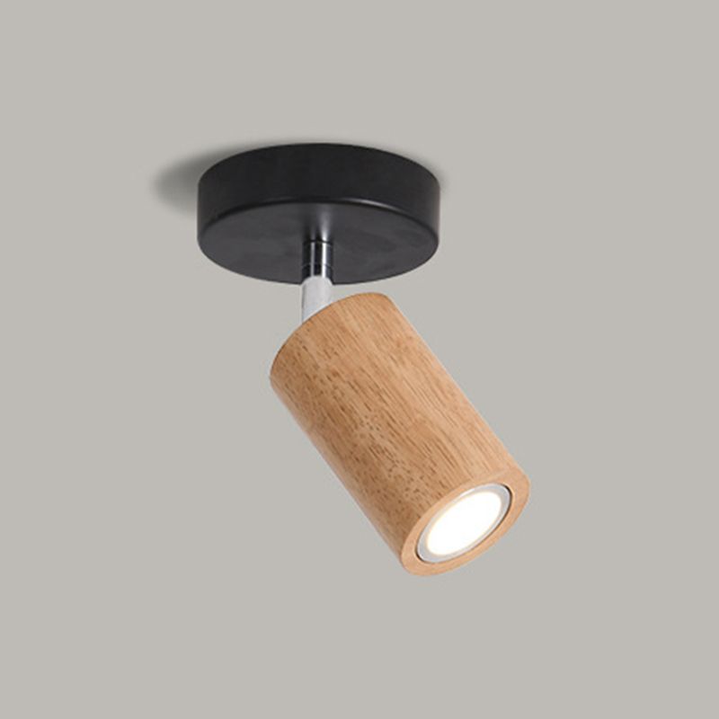 Adjustable LED Ceiling Spotlight With Walnut Wood Finish