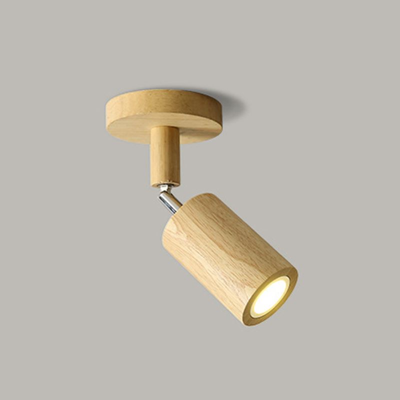 Adjustable LED Ceiling Spotlight With Walnut Wood Finish