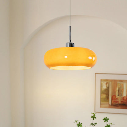 Adjustable Glass Pendant Light In White Or Orange
