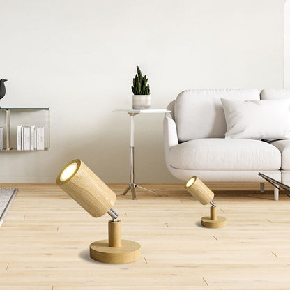 Adjustable LED Ceiling Spotlight With Walnut Wood Finish