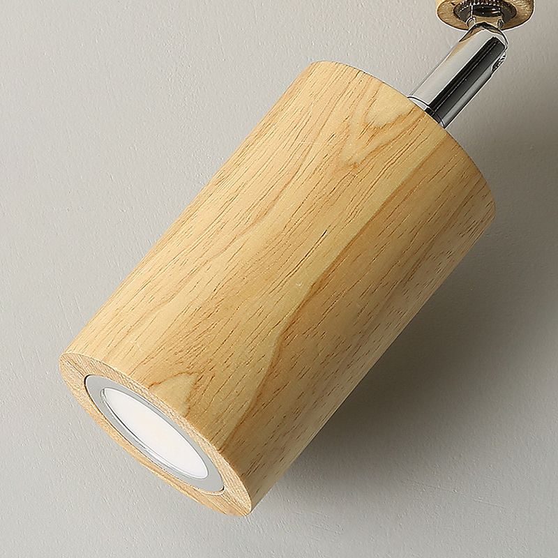 Adjustable LED Ceiling Spotlight With Walnut Wood Finish