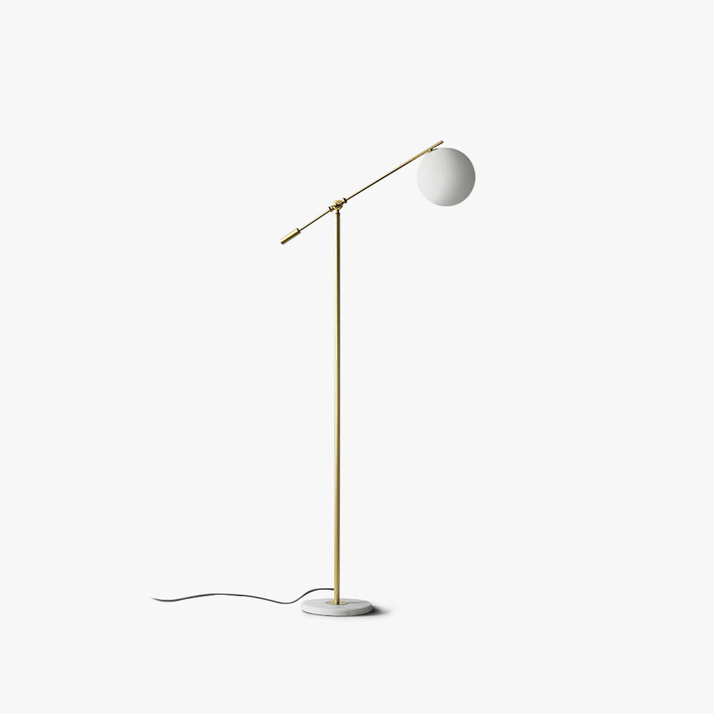 Curved Floor Lamp With Frosted Glass And Metal Base