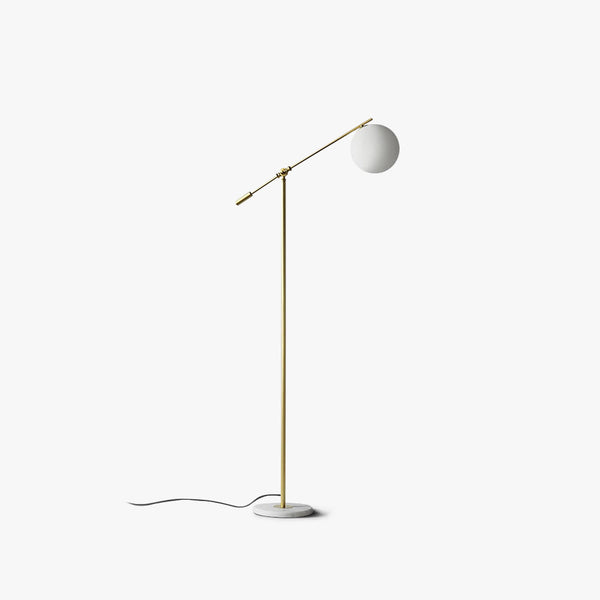 Curved Floor Lamp With Frosted Glass And Metal Base