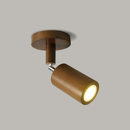 Adjustable LED Ceiling Spotlight With Walnut Wood Finish