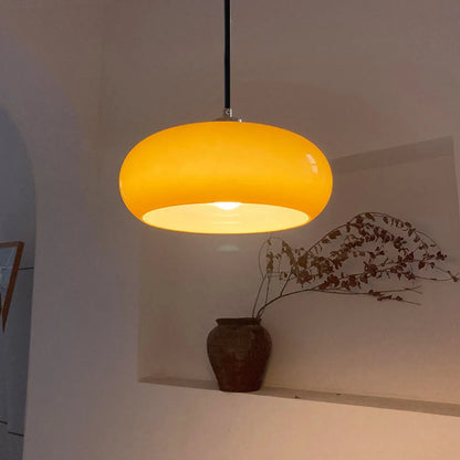 Adjustable Glass Pendant Light In White Or Orange