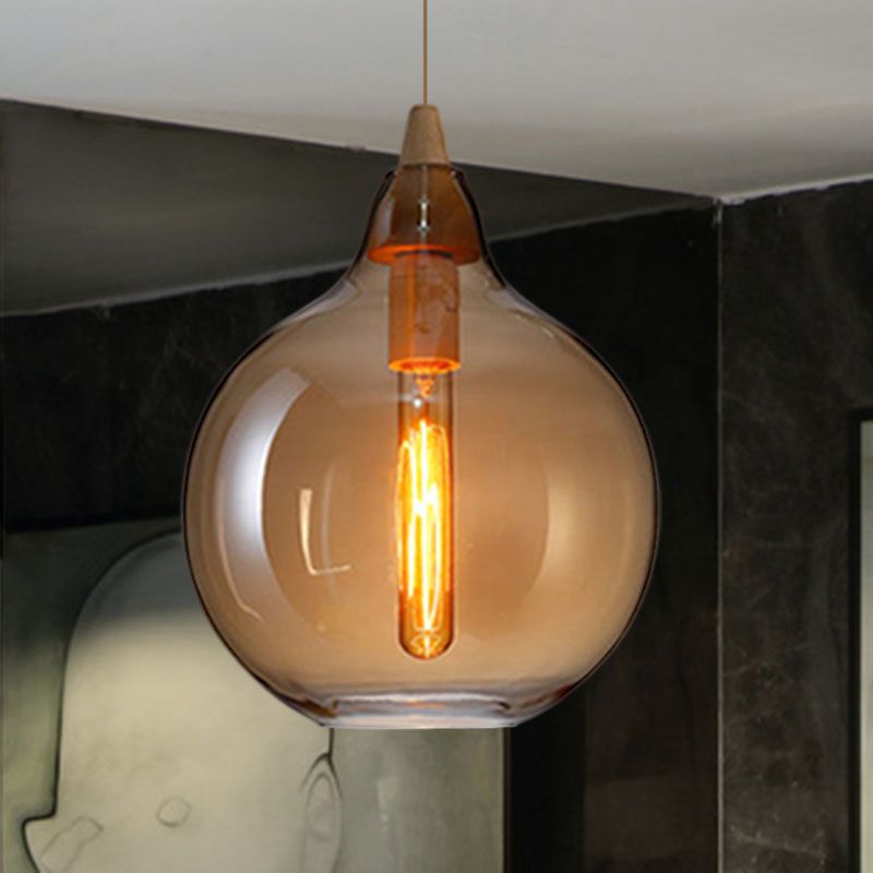 Adjustable Amber Glass Pendant Light For Soft Ambience