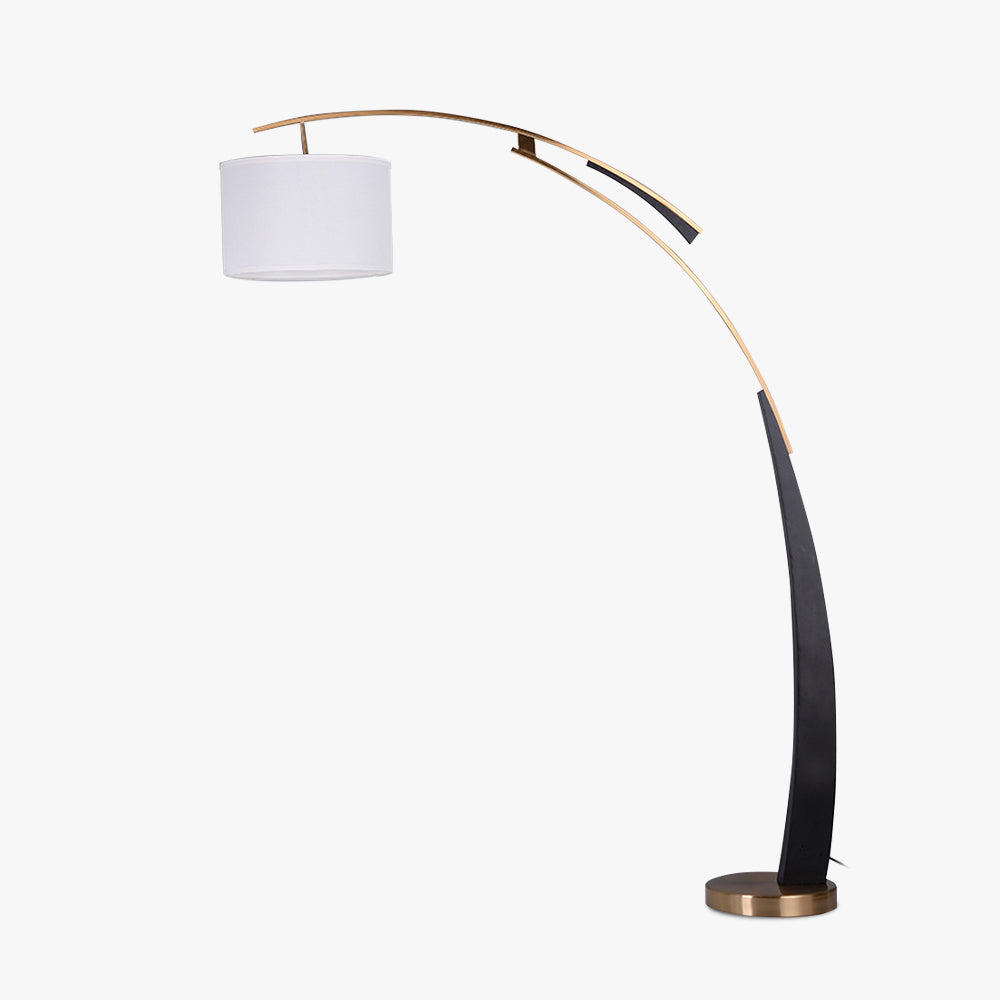 Curved Floor Lamp With Frosted Glass And Metal Base