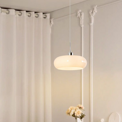 Adjustable Glass Pendant Light In White Or Orange