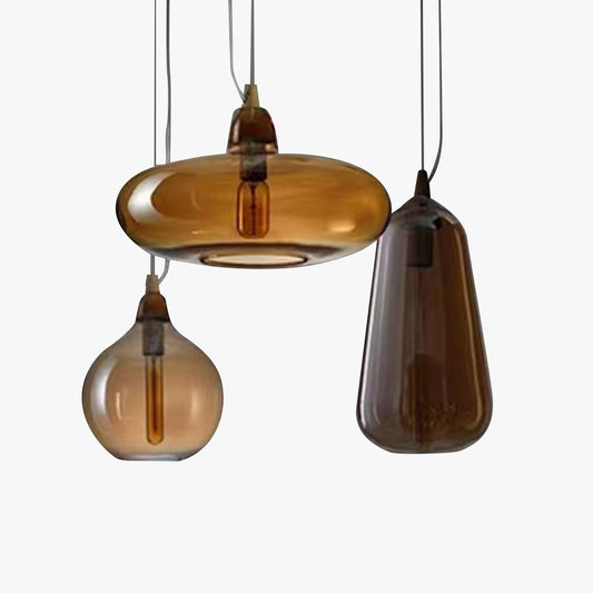 Adjustable Amber Glass Pendant Light For Soft Ambience