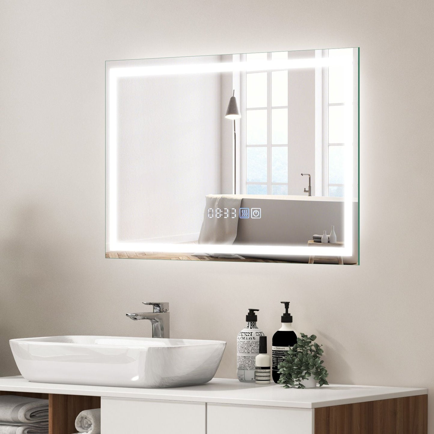 Premium LED Bathroom Mirror – Anti-Fog Smart Touch 75 x 50cm