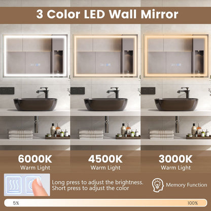 Premium LED Bathroom Mirror – Anti-Fog Smart Touch 75 x 50cm