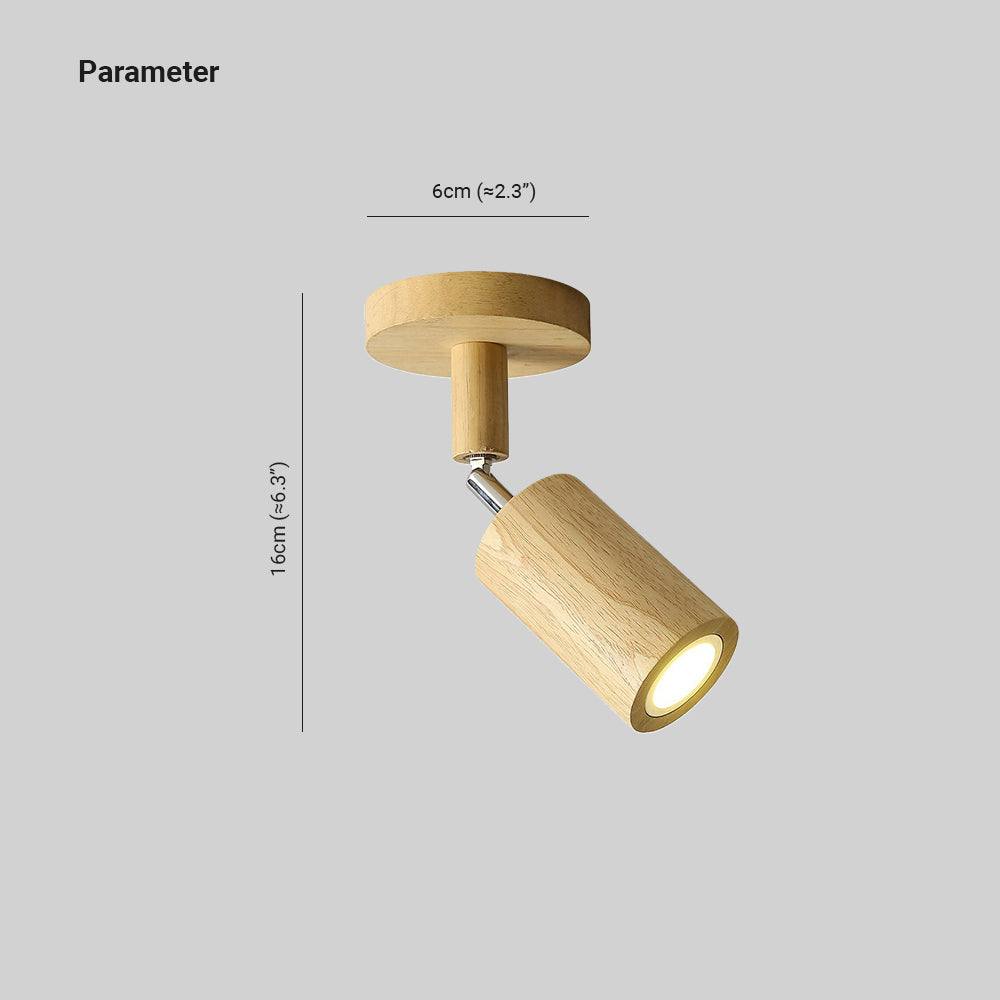 Adjustable LED Ceiling Spotlight With Walnut Wood Finish