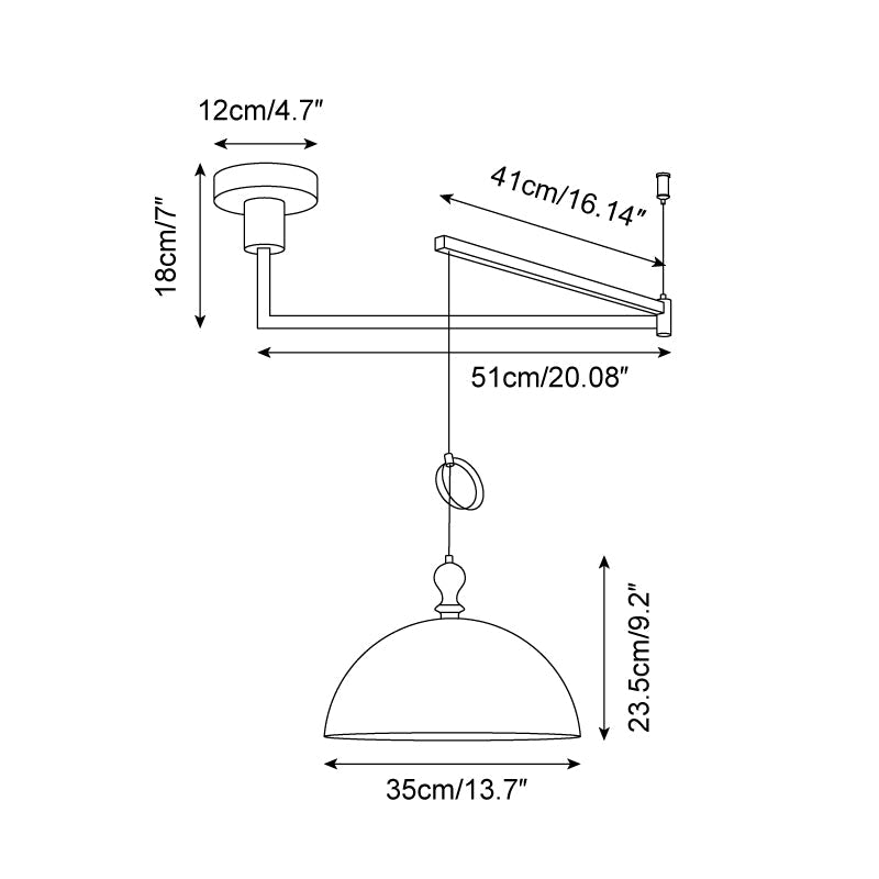 Adjustable Swing Arm Pendant Lamp With Wood Accents For Ambient Lighting