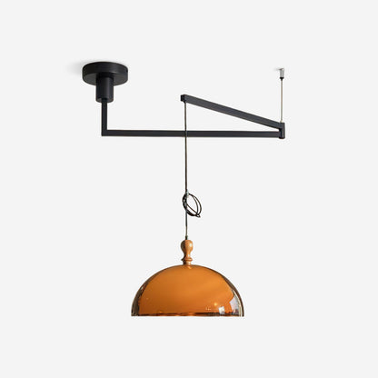 Adjustable Swing Arm Pendant Lamp With Wood Accents For Ambient Lighting