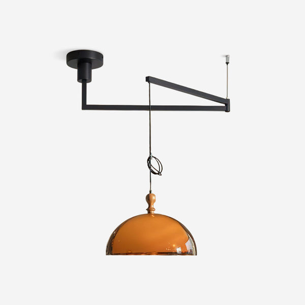 Adjustable Swing Arm Pendant Lamp With Wood Accents For Ambient Lighting