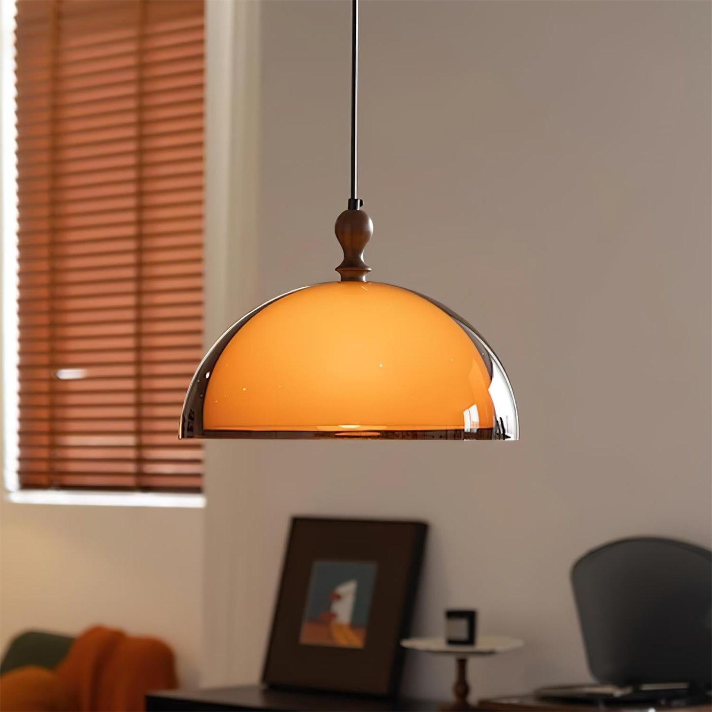 Adjustable Swing Arm Pendant Lamp With Wood Accents For Ambient Lighting