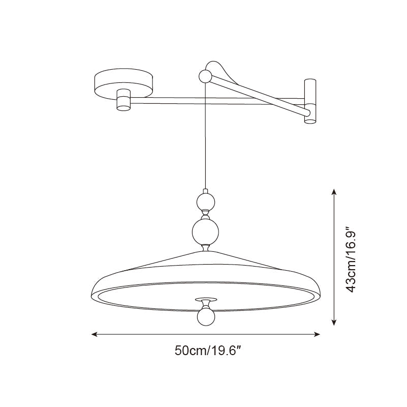 Adjustable Arm Pendant Light With Integrated LED For Focus