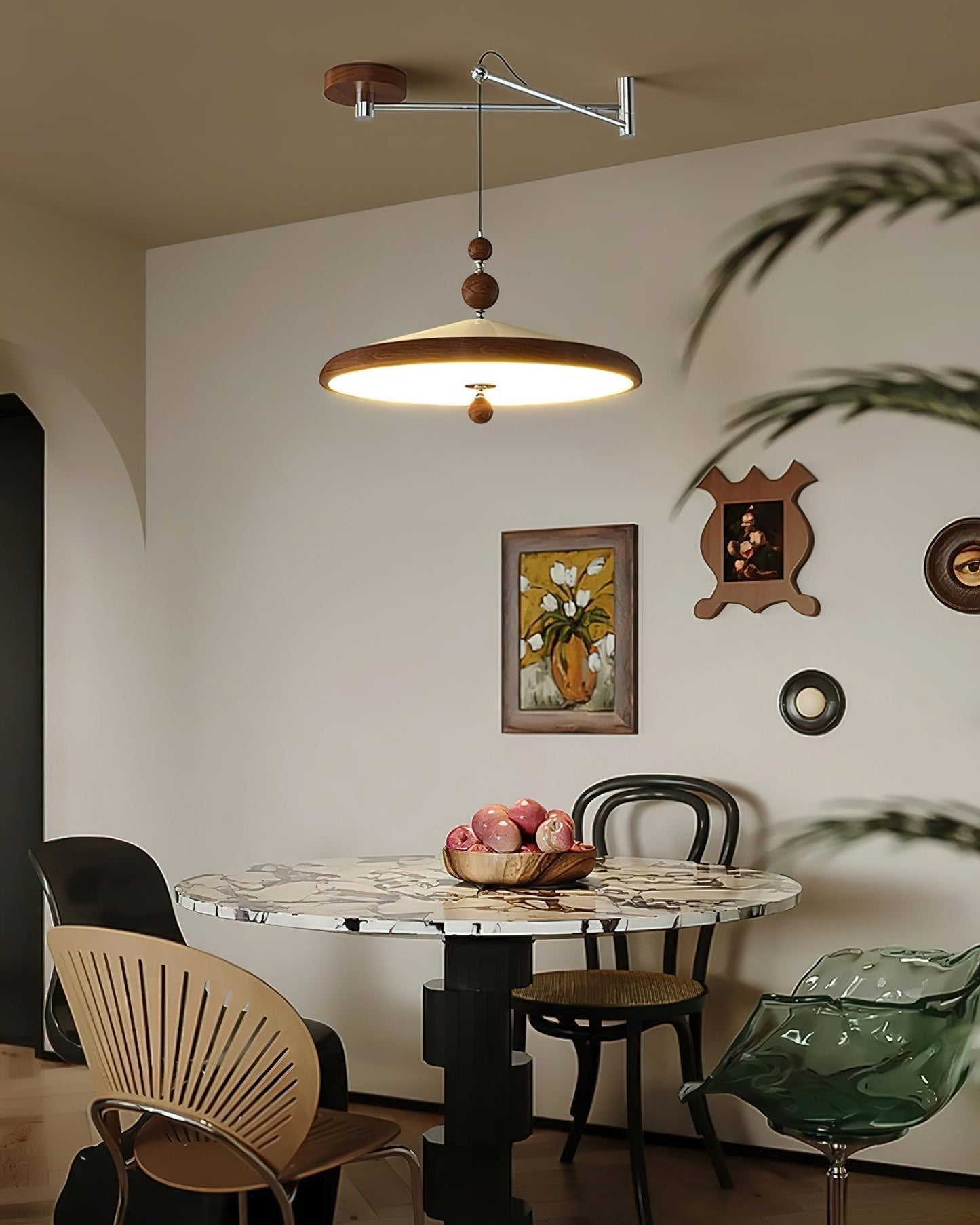 Adjustable Arm Pendant Light With Integrated LED For Focus