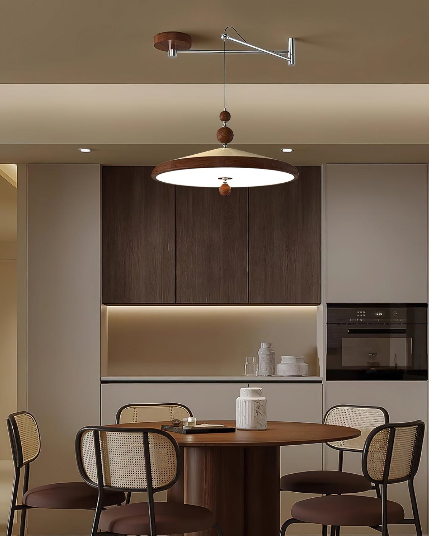 Adjustable Arm Pendant Light With Integrated LED For Focus