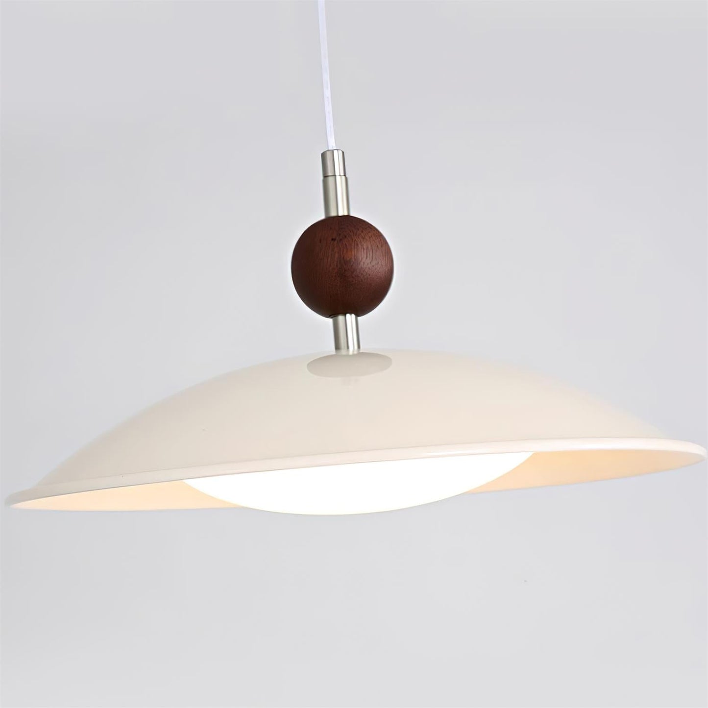 Adjustable Pendant Light With White Acrylic Shade And Walnut
