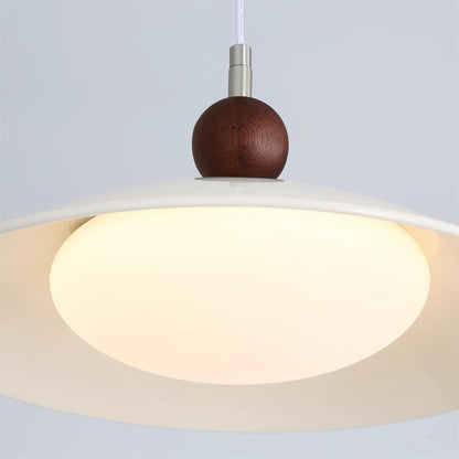 Adjustable Pendant Light With White Acrylic Shade And Walnut