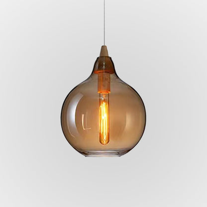 Adjustable Amber Glass Pendant Light For Soft Ambience