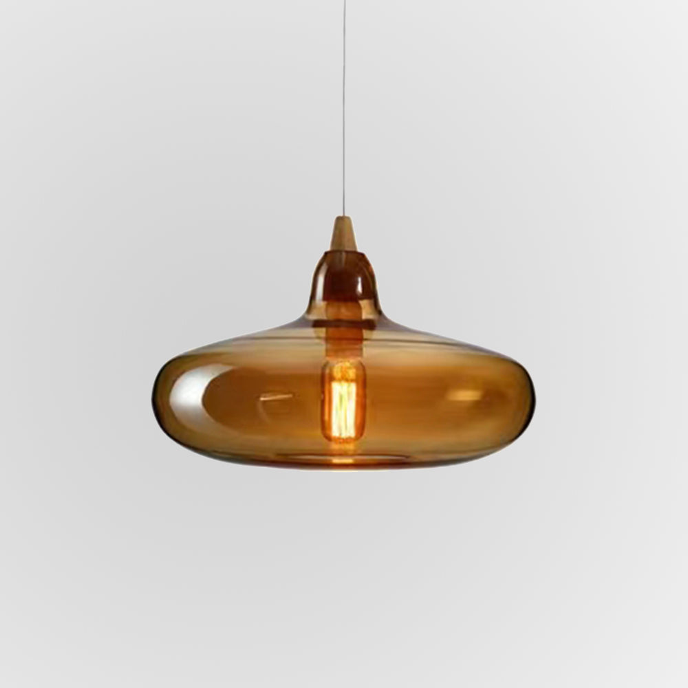Adjustable Amber Glass Pendant Light For Soft Ambience