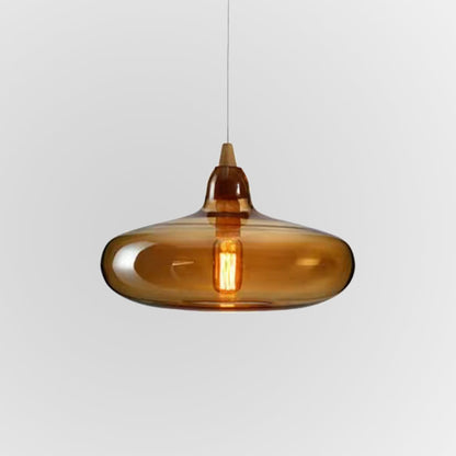 Adjustable Amber Glass Pendant Light For Soft Ambience