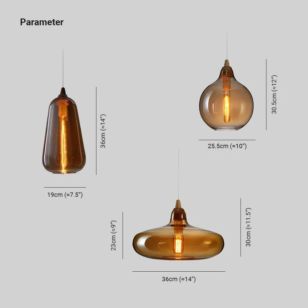 Adjustable Amber Glass Pendant Light For Soft Ambience