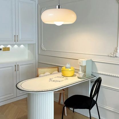Adjustable Glass Pendant Light In White Or Orange