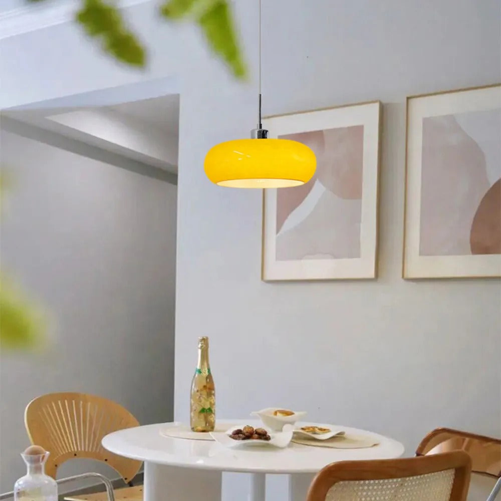 Adjustable Glass Pendant Light In White Or Orange