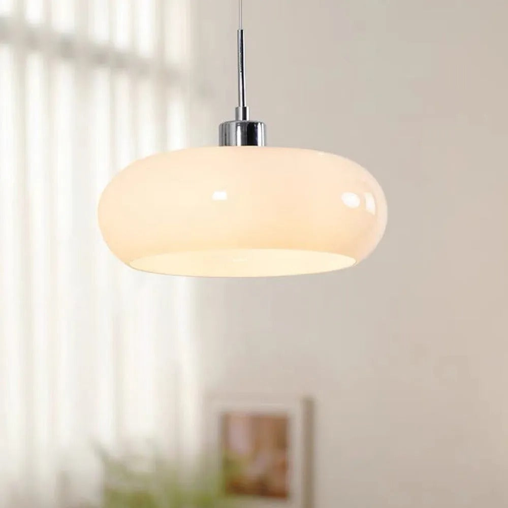 Adjustable Glass Pendant Light In White Or Orange