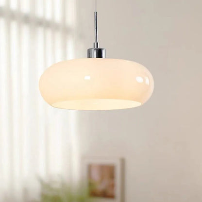 Adjustable Glass Pendant Light In White Or Orange